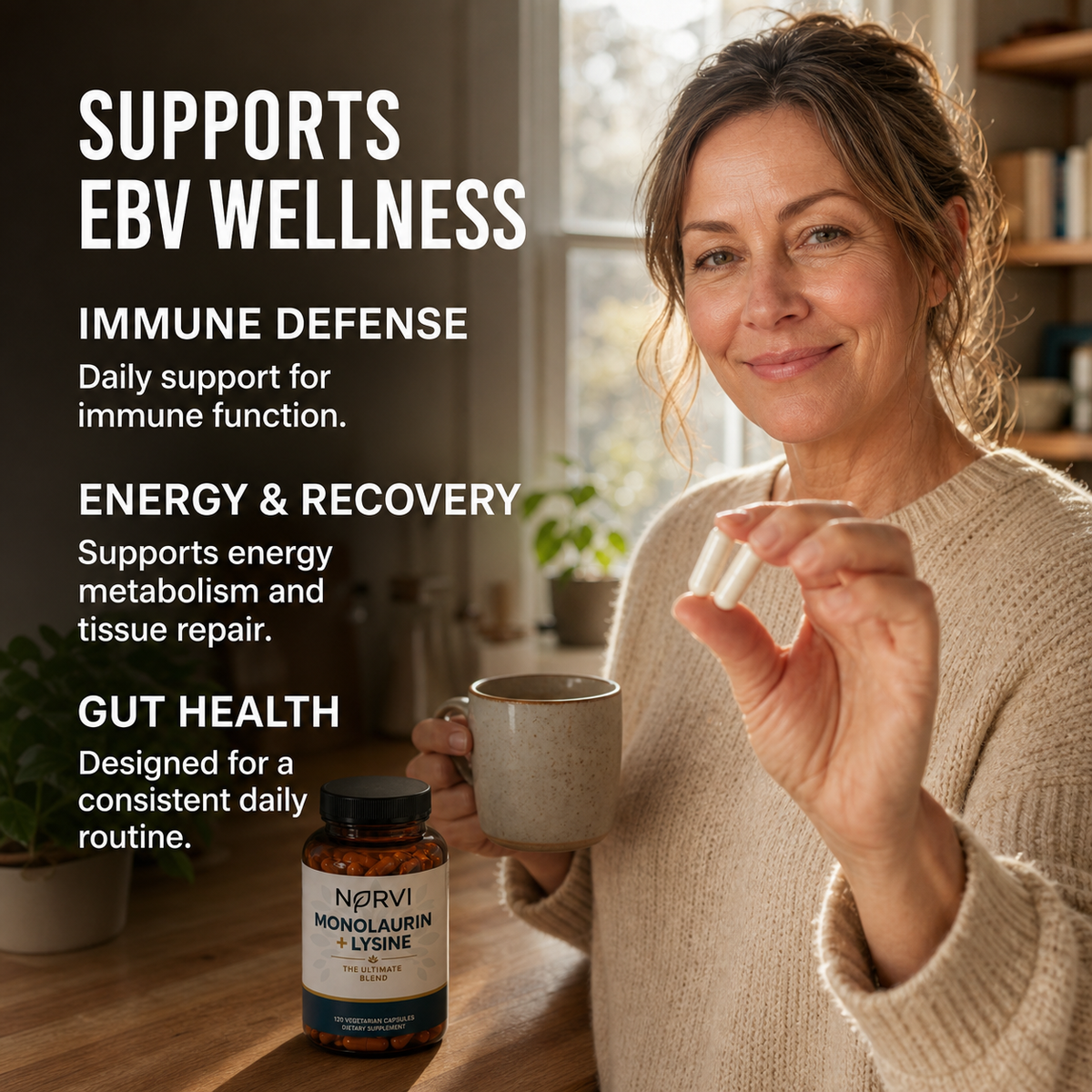 Monolaurin + Lysine Natural Epstein-Barr Support