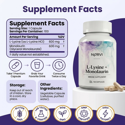 Lysine + Monolaurin Antiviral Complex