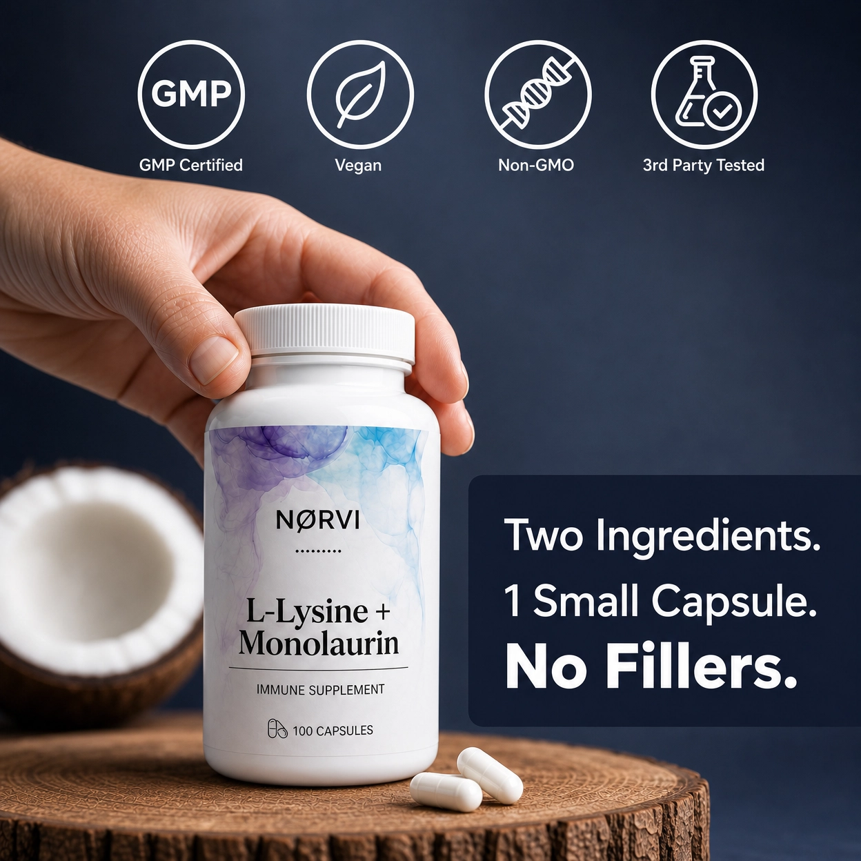 Lysine + Monolaurin Natural Herpes Support