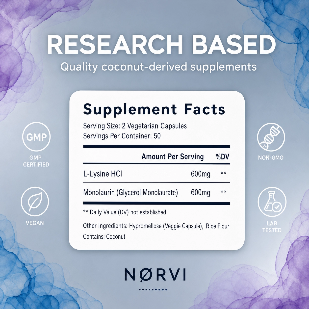 Lysine + Monolaurin Natural Herpes Support